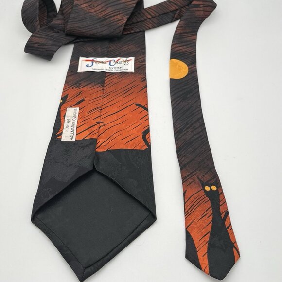 1996 Halloween Silk Hallmark Tie Seasonal Concepts MMG Cats In Moonlight Goth - Picture 4 of 6